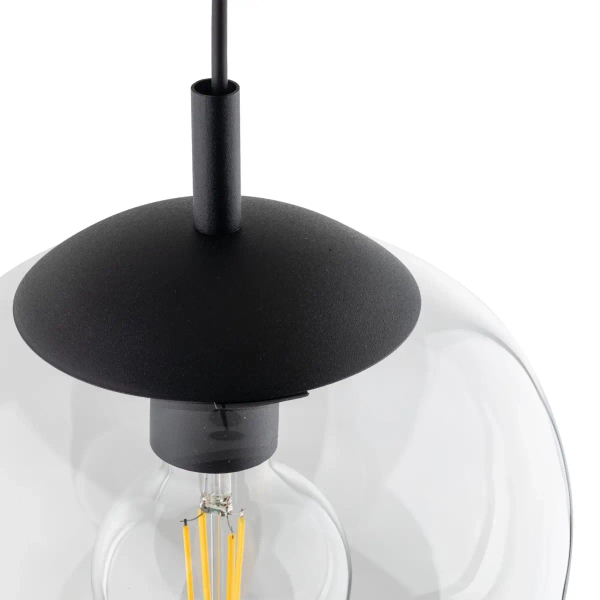 Zwieszana lampa szklana kula VIBE 5823 do sypialni czarny przezroczysty