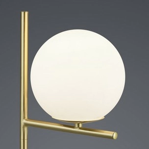 Stojąca LAMPA stołowa NYXIS DL108502000 Trio modernistyczna LAMPKA szklana kula mosiądz biała