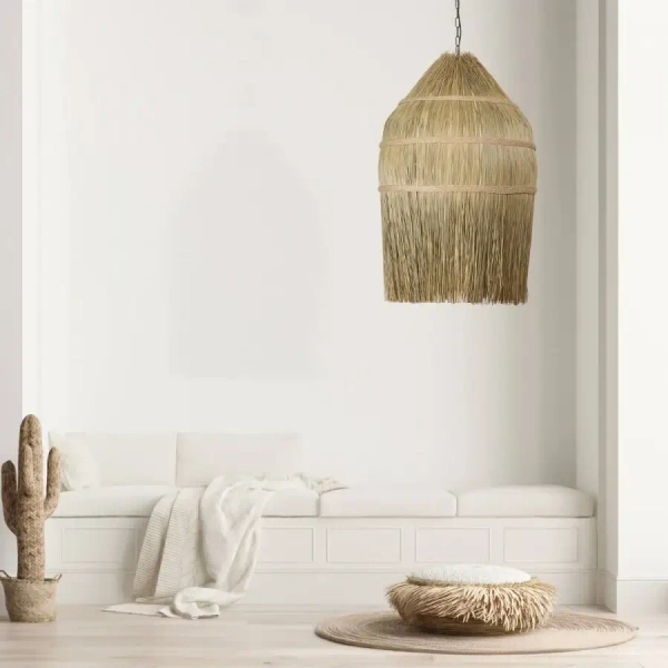 Na łańcuchu wisząca lampa 17129 naturalna słoma regulowana brązowy