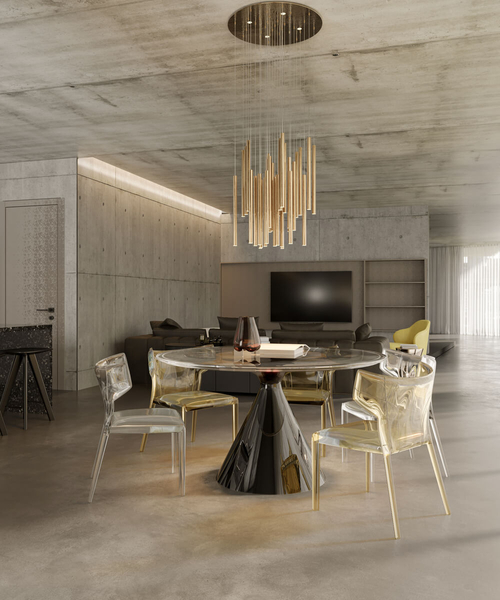 Wisząca lampa jadalniana Organic kaskada LED 45W 3000K tuby złote