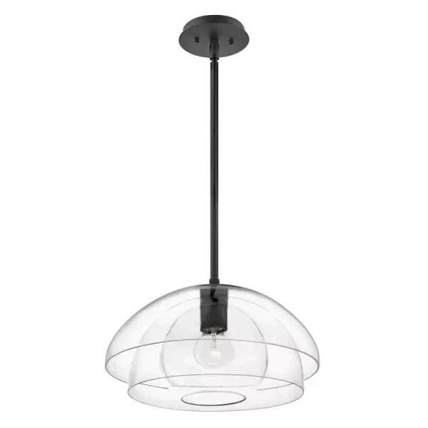 Kopułowa lampa wisząca LOTUS QN-LOTUS-P-BLK szklana czarna przezroczysta
