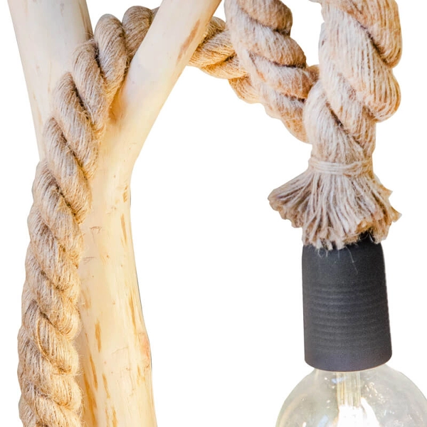 Drewniana podłogowa lampa Nerida 42060146X ze sznurkiem ekologiczna brązowa