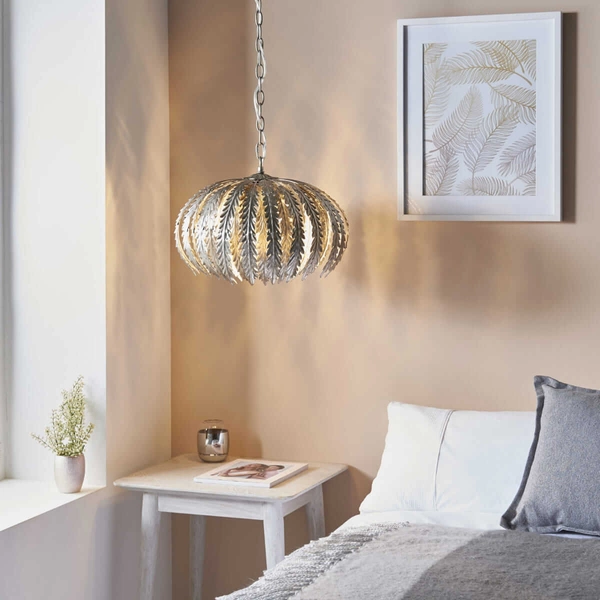 Designerska lampa wisząca Delphine 76678 Endon do jadalni srebrna