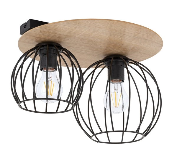 Metalowa lampa sufitowa Cyber 32355 hygge do pokoju czarna drewno