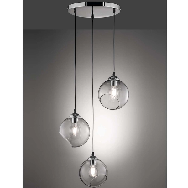 Loftowa LAMPA wisząca CLOONEY R30073054 RL Light skandynawska OPRAWA szklane kule ZWIS kaskada przydymiona chrom