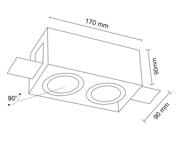 Sufitowe oczko podtynkowe OMURA H 3342 Shilo kwadratowa oprawa czarna