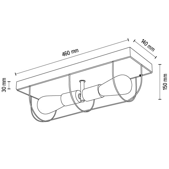 lampa sufitowa NETUNO 92013251 industrialna plafoniera drewno złota