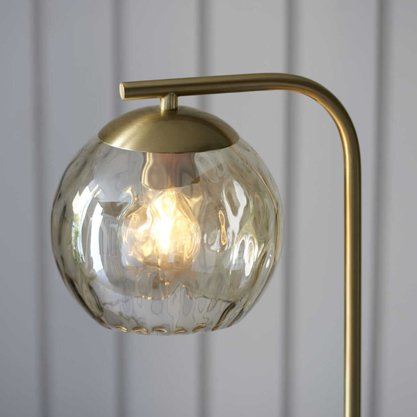 Kulista lampa podłogowa Dimple 98271 Endon szkło złota przezroczysta