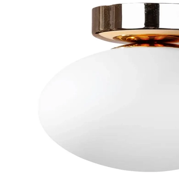 Sufitowa lampa owalna1187 Zumaline do salonu szklana biała złota