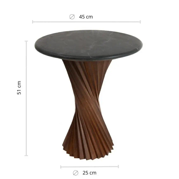 Okrągły stolik kawowy TANGO MM001501100413 czarny marmur drewno 45cm