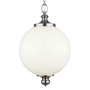 Industrialna LAMPA wisząca FE-PARKMAN-PL-BS Elstead FEISS szklana OPRAWA zwis KULA na łańcuchu biała