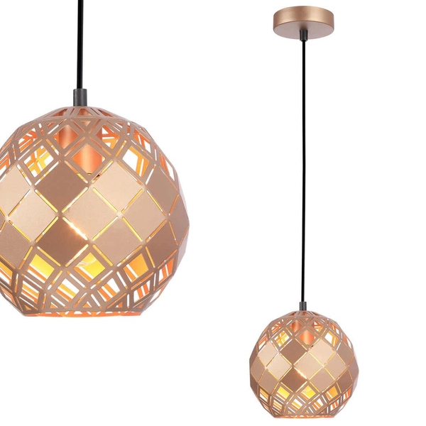 Wisząca LAMPA geometryczna PAULELA PND-34221-1S-GD Italux ażurowy ZWIS do sypialni złoty