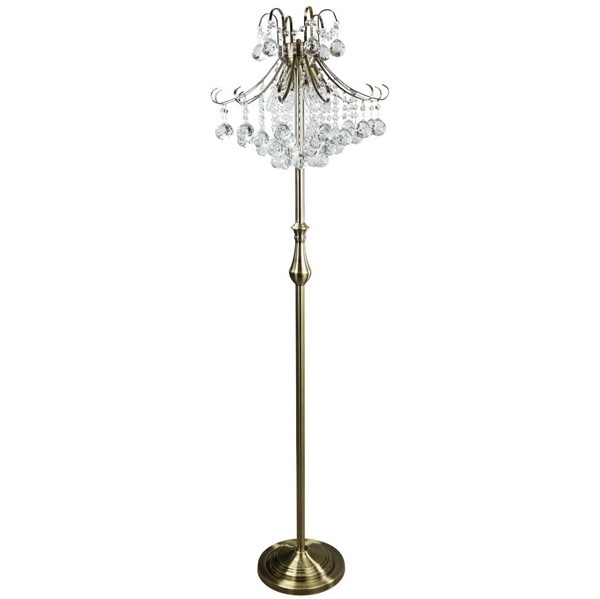 Glamour LAMPA stojąca Barcelona 6245/4F 21QG Elem podłogowa OPRAWA szklana z kryształkami crystals mosiądz przezroczysta