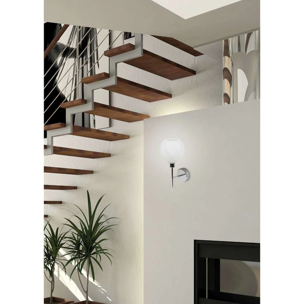 Szklana lampa ścienna RAUL 21-72191 klosz kula ball chrom biała