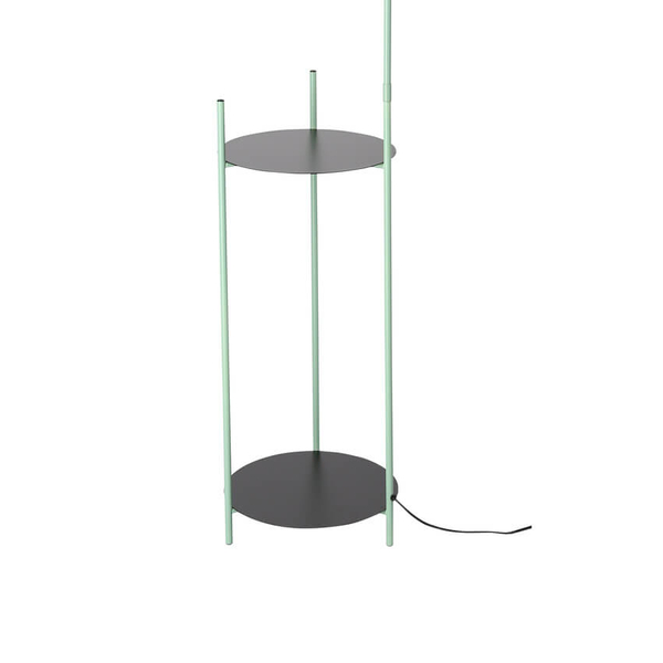 Lampa podłogowa Walk z półkami do salonu czarna zielona