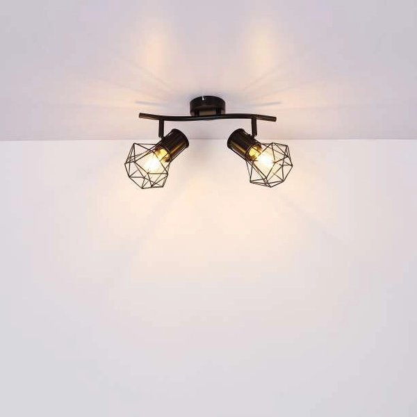 Industrialna LAMPA sufitowa PRISKA 54017-2 Globo metalowa OPRAWA plafon druciane klatki regulowane czarne