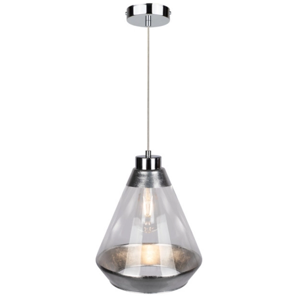Lampa wisząca MISTRAL 15840128 loftowa szklany stożek chrom przezroczysty
