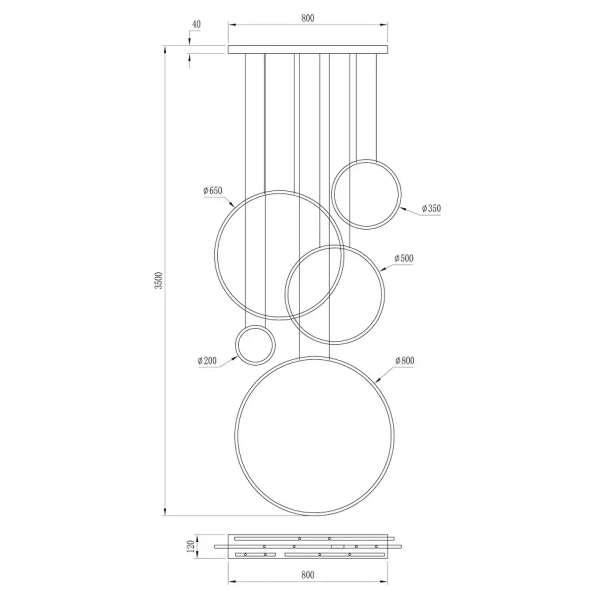 Ringowa wisząca lampa Saturno ML2324 LED 100W 4000K pierścienie czarny