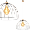 Loftowa lampa wisząca COOP 1883974 metalowa druciany czarna drewno