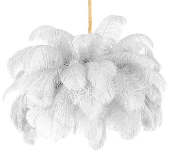 Lampa wisząca Tiffany MSE1501100525 strusie pióra białe złote