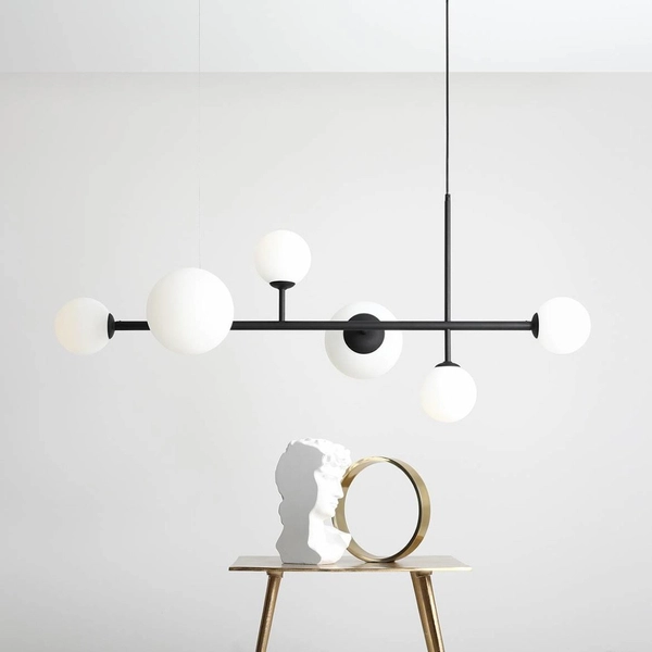 Wisząca lampa DIONE 1092K1 Aldex modernistyczna kule szklane sticks czarne
