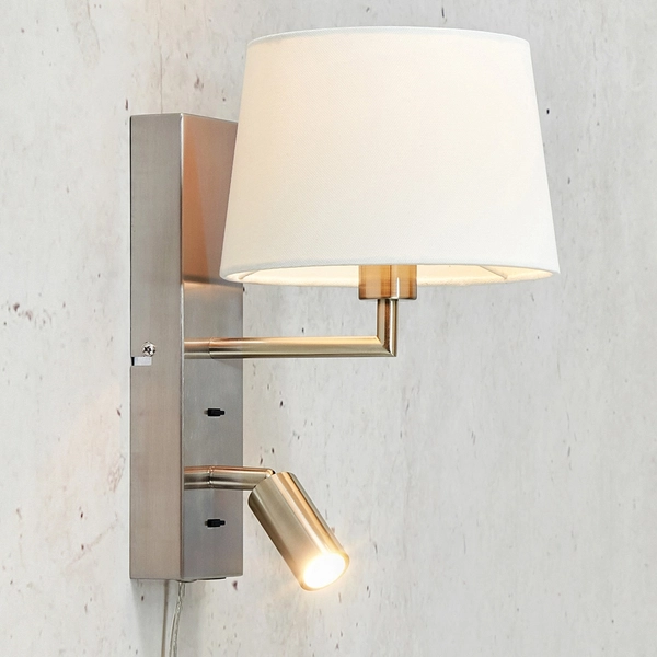 Lampa ścienna Como 108596 Markslojd E14+LED 3W spot metalowy abażur biały