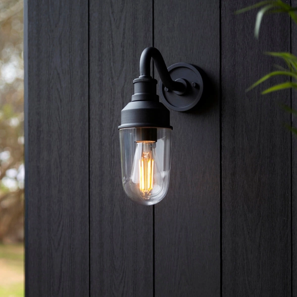 Metalowa lampa elewacyjna L&-195886 IP44 czarny przezroczysty