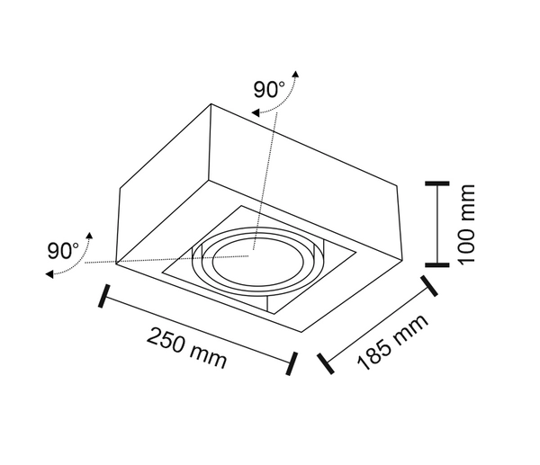 Sufitowa lampa kostka UTO 7098 Shilo natynkowa regulowana czarna