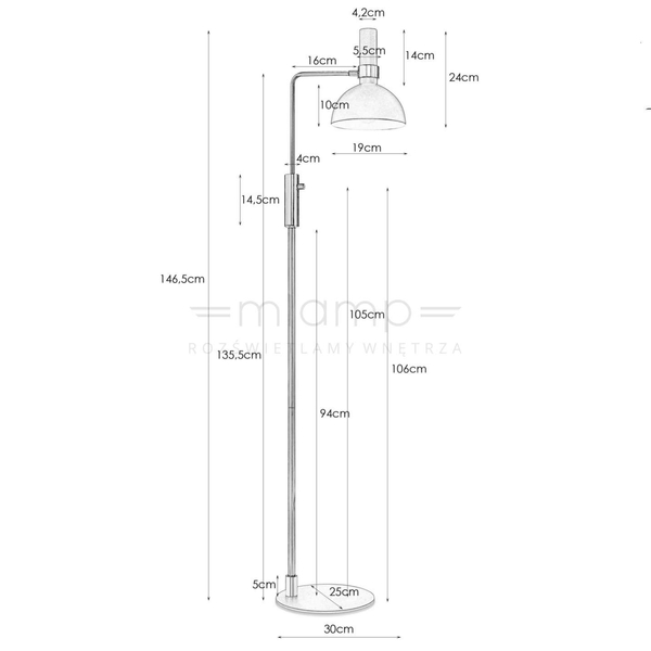 Stojąca LAMPA podłogowa LARRY 106972 Markslojd metalowa OPRAWA kopuła mosiądz czarna