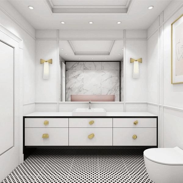 Kinkiet Bow W01176BR Cosmolight szklany do gabinetu biały mosiądz