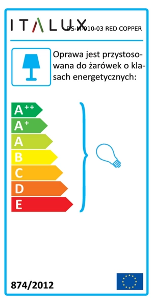Loftowa LAMPA wisząca MILLENIA DS-M-010-03 RED COPPER Italux przewód OPRAWKA metalowa ZWIS industrialny miedziany