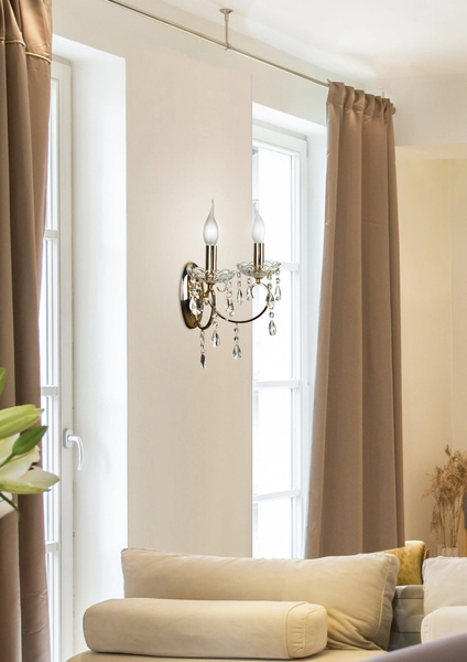 Kinkiet lampa ścienna AURORA 22-98323 pałacowa z kryształkami glamour złota