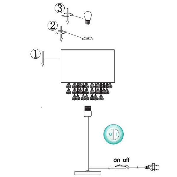 Stojąca LAMPKA nocna AMY 15187T3 Globo abażurowa LAMPA stołowa z kryształkami glamour crystal złota przezroczysta