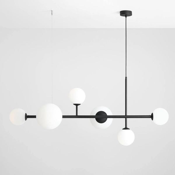 Wisząca lampa do sypialni Dione 1092K1_2 Aldex molekuły szkło czarny