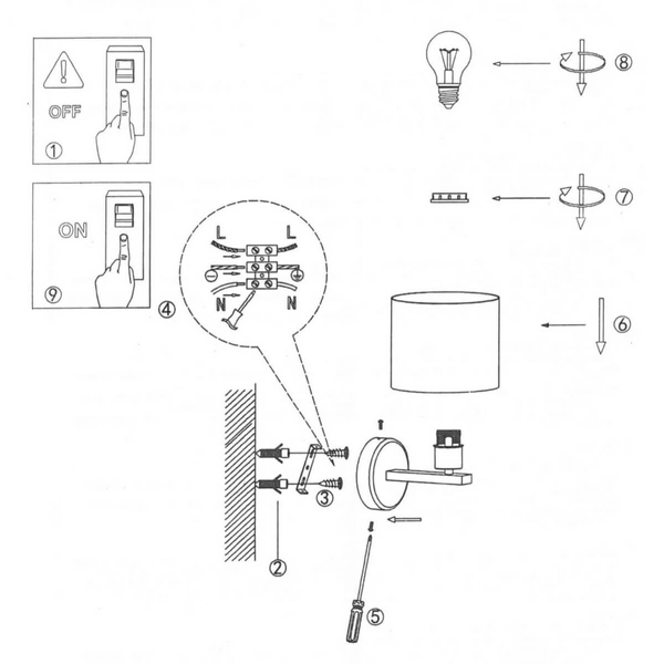 Abażurowa LAMPA ścienna CECINA LP-114/1W BK Light Prestige loftowa OPRAWA kinkiet czarny