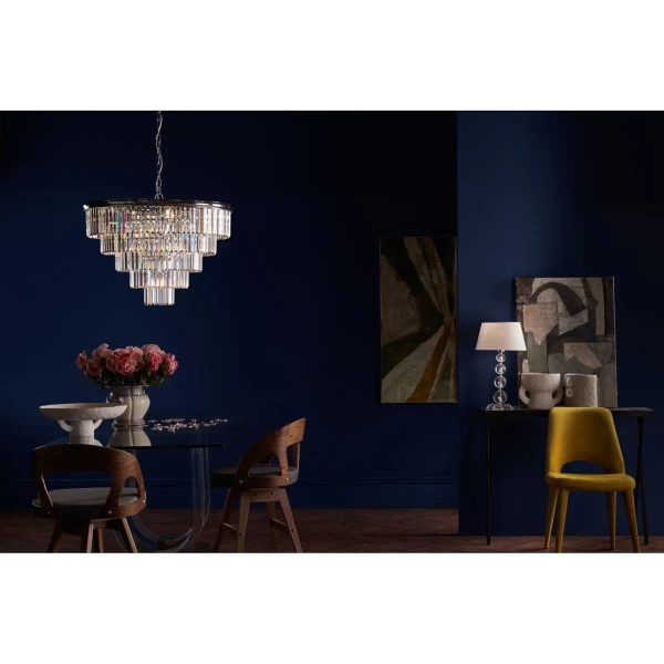 Kryształowa lampa wisząca Eulalia EUL1250 glamour kryształki chrom