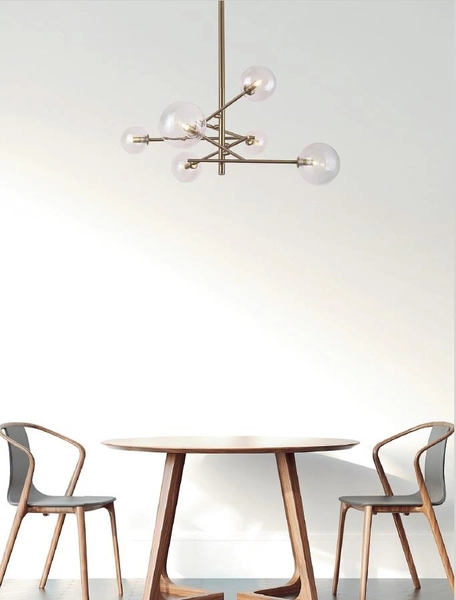 Żyrandol LAMPA wisząca LOLLIPOP P0294 Maxlight metalowa OPRAWA pręty szklane kule balls molekuły zwis mosiądz przezroczyste