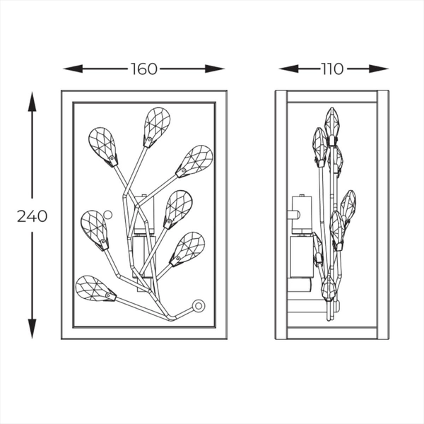Designerski kinkiet Spring W0578-01A-B5TF na przedpokój czarny złoty