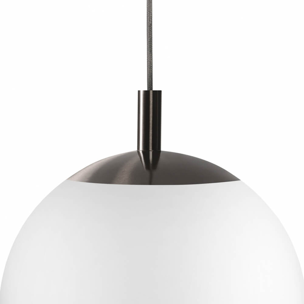 Okrągła lampa wisząca ALUR 11142320 Kaspa metalowa szklana biała czarna