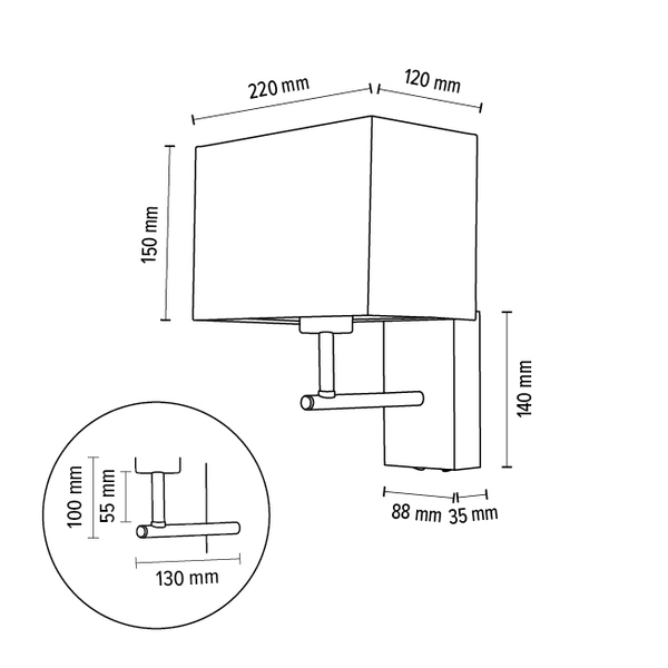 Regulowana lampa ścienna SONAR BOHO 57290974 LED 1W 4000K boho beżowy