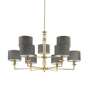 Wisząca lampa salonowa Artu ART-ZW-9 (Z) z abażurami szara mosiądz