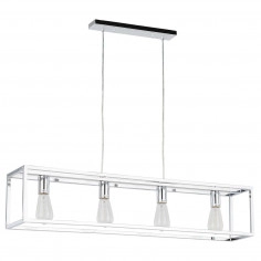LAMPA wisząca SIGALO MD-BR4366-D4 CH Italux industrialna OPRAWA metalowy ZWIS prostokątna klatka loft chrom