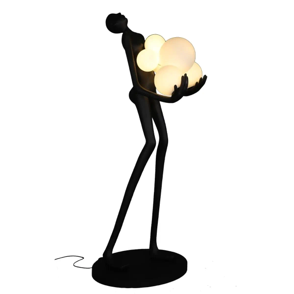 Lampa podłogowa do salonu Woman F9312 Step kule balls białe czarne