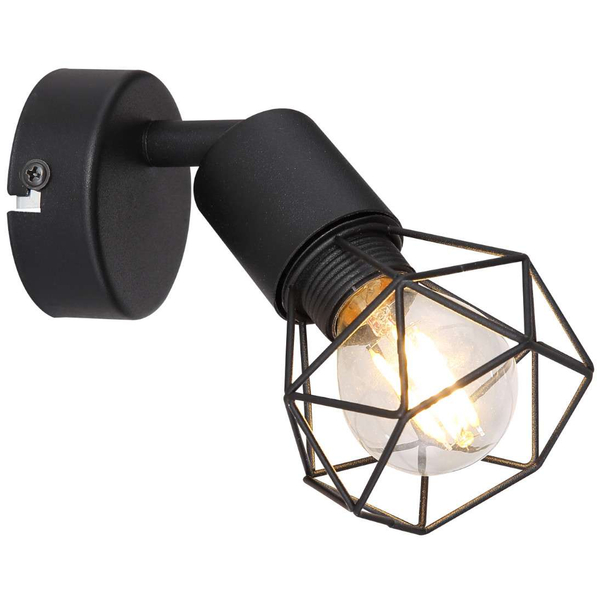 Druciana LAMPA ścienna XARA I 54802S-1 Globo metalowa OPRAWA industrialny kinkiet czarny