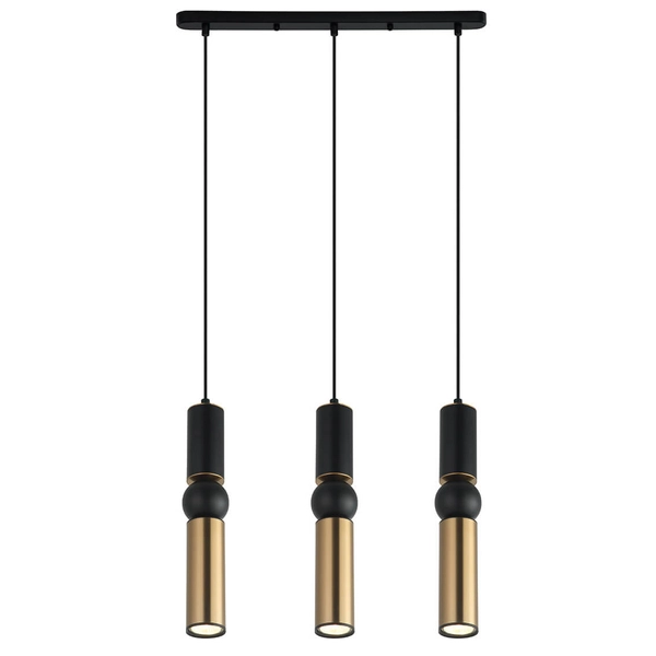 Nowoczesna lampa wisząca Isidora tuby do holu czarne złote