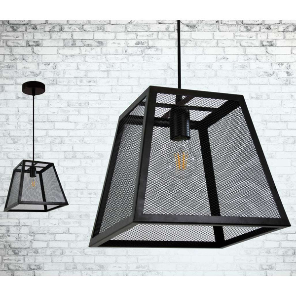 LAMPA wisząca MADERA 310354 Polux metalowa OPRAWA klatka zwis siatka czarna