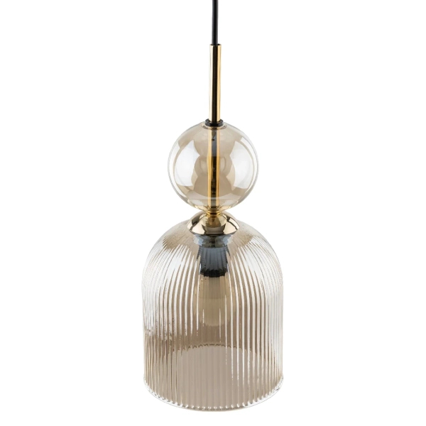 Szklana wisząca lampa Sophia Cognac 11039 ryflowana brązowy
