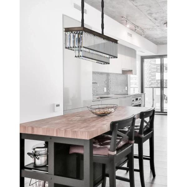 Prostokątna lampa wisząca Sparke Double MP0097B Step kryształki brąz