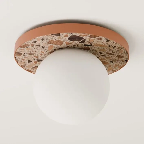 Kulista lampa sufitowa LEGRA 31408115 kulista lastriko IP44 brązowa biała