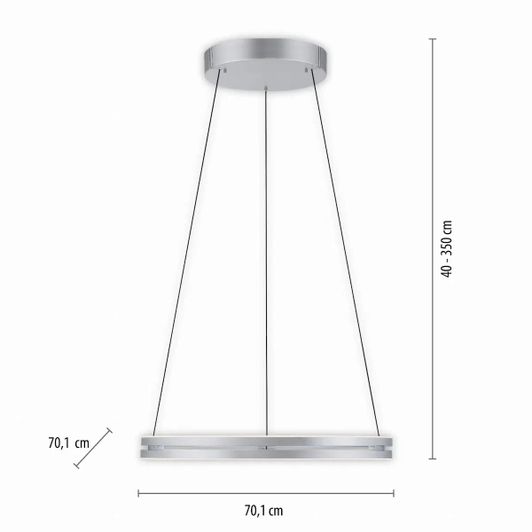 Lampa wisząca PUREE-LOOP srebrna pierścieniowa LED 53W 2700-5000K ring zmienna barwa 2551-95